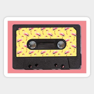 Cassette Tape Vintage Flamingo Yellow Magnet